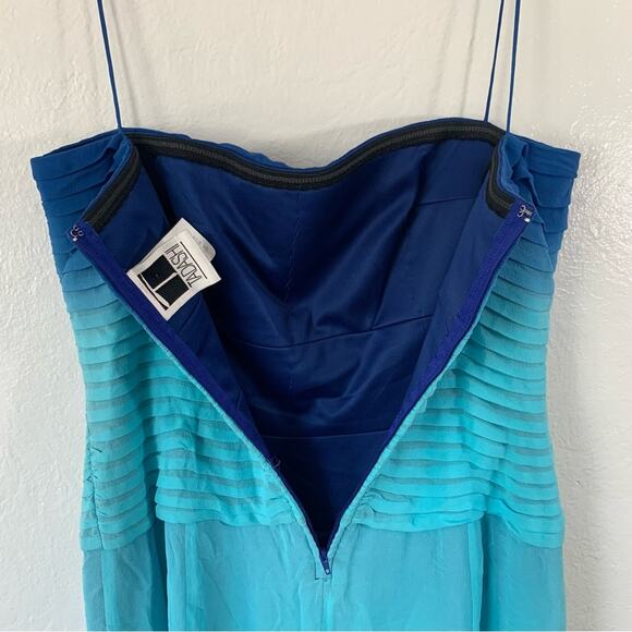 T by Tadashi Vintage Y2K Silk Ombre Handkerchief Hem Dress - Picture 8 of 16